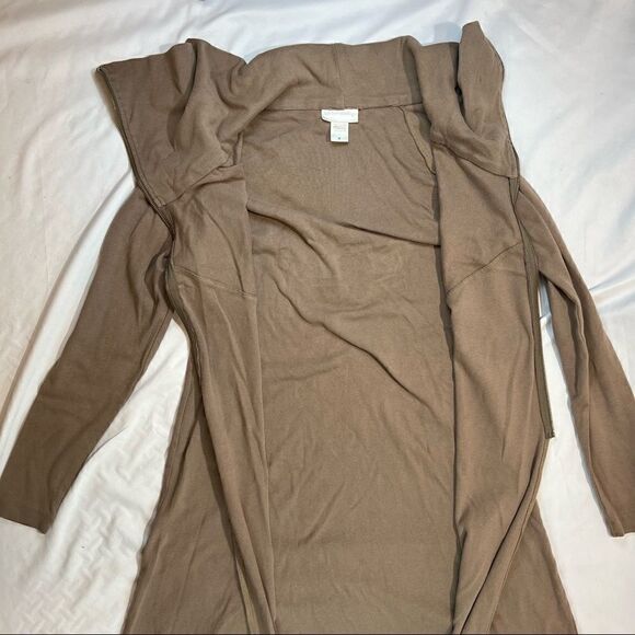 Soft Surroundings Brown Zipper Cowl Neck Tunic Jacket M - Picture 6 of 11